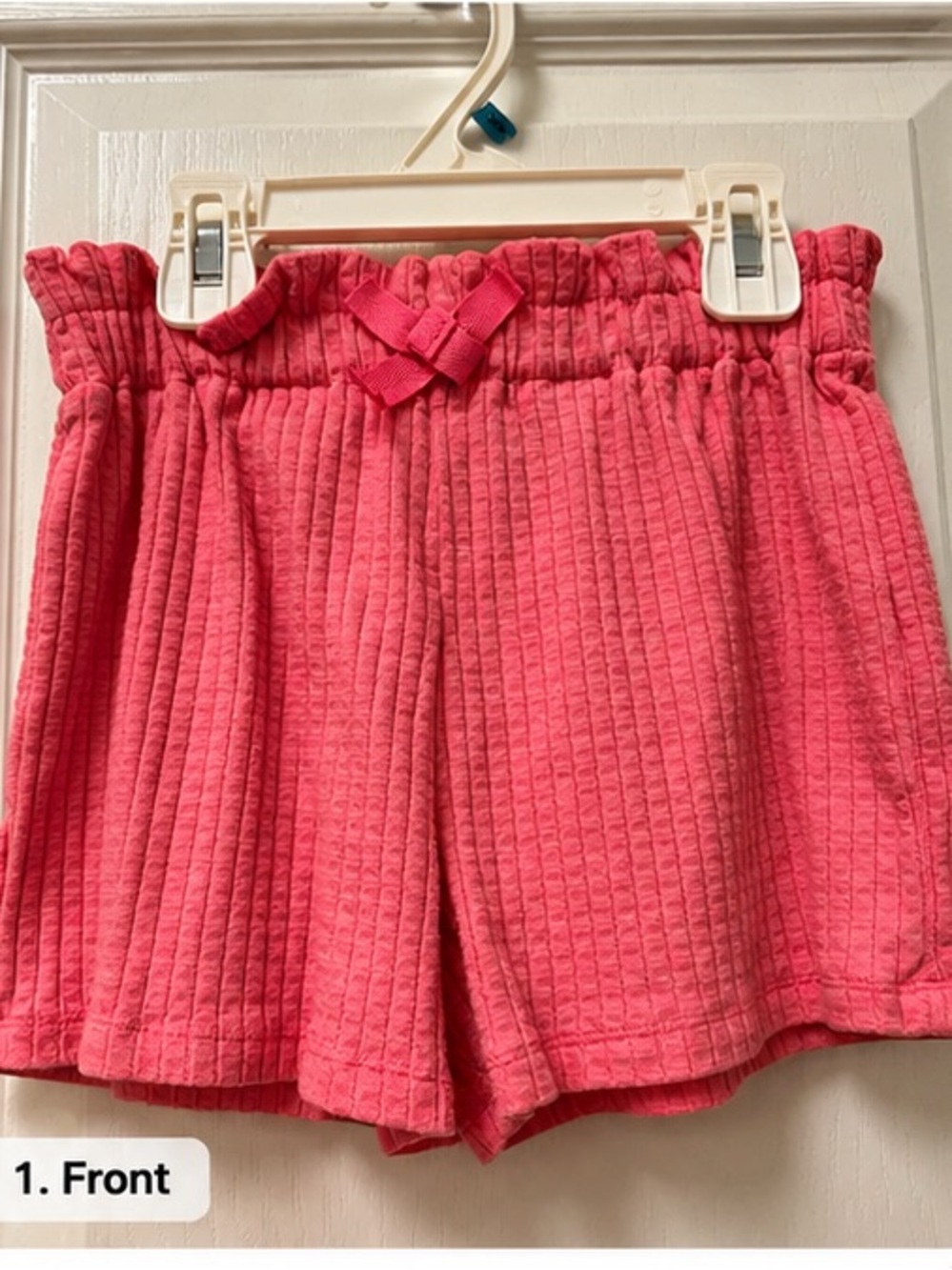 Girls' Textured Pull-On Shorts with Bow - Pink